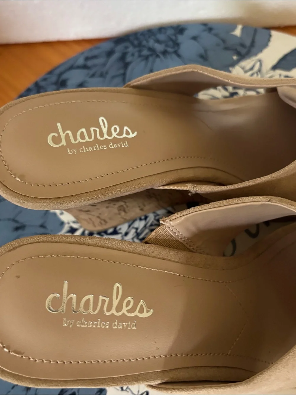 Charles by Charles David Beige Cork Wedge Sandals 8.5
